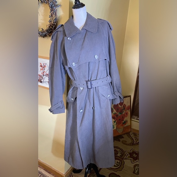 CERRUTI 1881 Paris Trenchcoat Man Size 48EU 52” Chest Gunmetal Gray Textured NWT - Picture 2 of 16